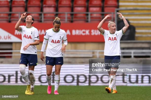 Bethany England of Tottenham Hotspur celebrates after scoring the team's third goal during the FA Women's Super League match between Tottenham...