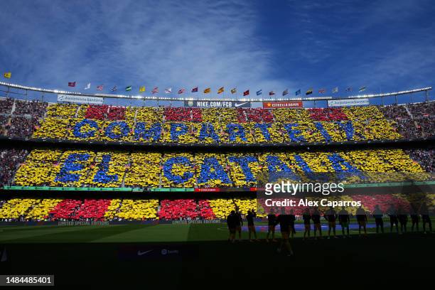 General view inside the stadium prior to the LaLiga Santander match between FC Barcelona and Atletico de Madrid at Spotify Camp Nou on April 23, 2023...