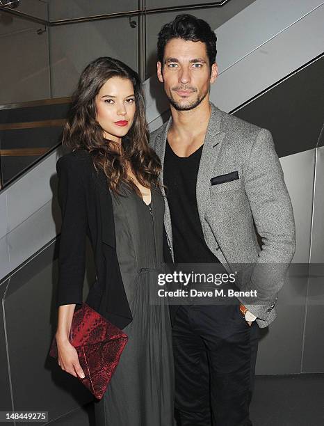 Sarah Ann Macklin and David Gandy attend a party celebrating the global launch of Audi City, Audi's first digital showroom, featuring an art...