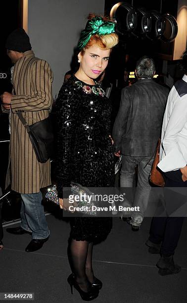Paloma Faith attends a party celebrating the global launch of Audi City, Audi's first digital showroom, featuring an art installation by Chris...