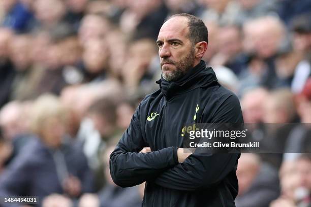 Cristian Stellini, Interim Manager of Tottenham Hotspur, reacts during the Premier League match between Newcastle United and Tottenham Hotspur at St....