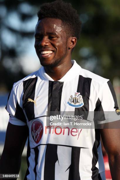 Gael Bigirimana of Newcastle United during a pre season friendly match between Newcastle United and AS Monaco at the Hacker-Pschorr Sports Park on...