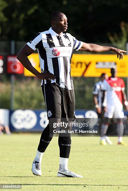 Shola Ameobi of Newcastle United during a pre season friendly match between Newcastle United and AS Monaco at the Hacker-Pschorr Sports Park on July...