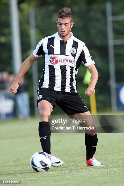 Davide Santon of Newcastle United during a pre season friendly match between Newcastle United and AS Monaco at the Hacker-Pschorr Sports Park on July...