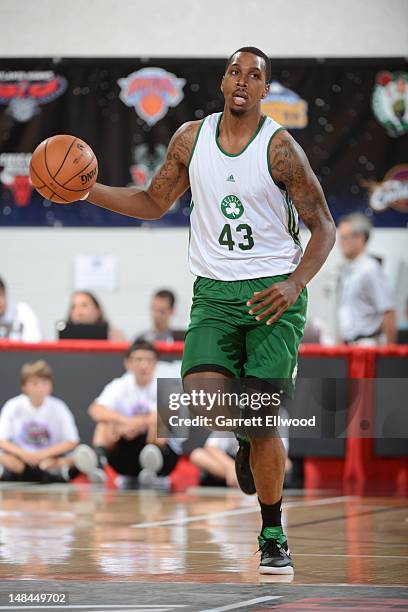 Kris Joseph of the Boston Celtics drives against the Atlanta Hawks during NBA Summer League on July 15, 2012 at the Thomas & Mack Center in Las...