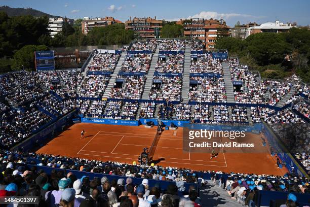 General view inside the stadium during the Men's Singles Final on Day Seven of the Barcelona Open Banc Sabadell 2023 at Real Club De Tenis Barcelona...