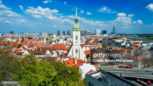 bratislava - from the castle - bratislava slovakia stock pictures, royalty-free photos & images