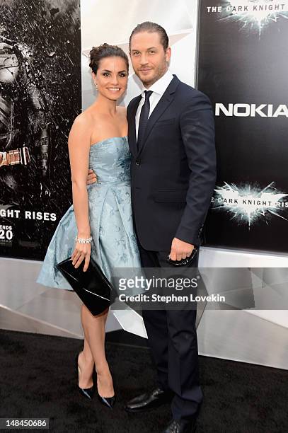 Charlotte Riley and Tom Hardy attend "The Dark Knight Rises" premiere at AMC Lincoln Square Theater on July 16, 2012 in New York City.