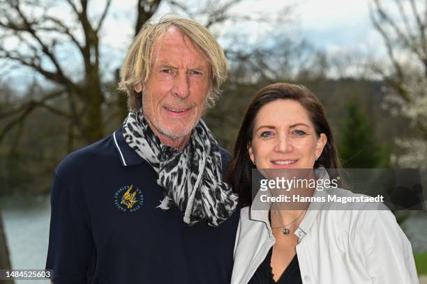 Carlo Thränhardt and his partner Stefanie Pregitzer attend the presentation of the Eagles Annual Magazine on April 23, 2023 in Moosach, Germany.