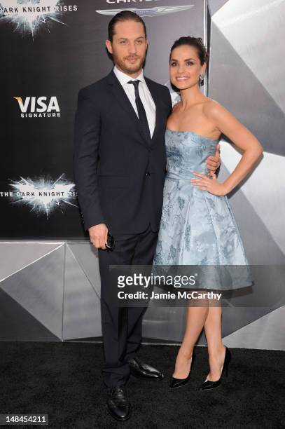 Actor Tom Hardy and Charlotte Riley attend "The Dark Knight Rises" premiere at AMC Lincoln Square Theater on July 16, 2012 in New York City.