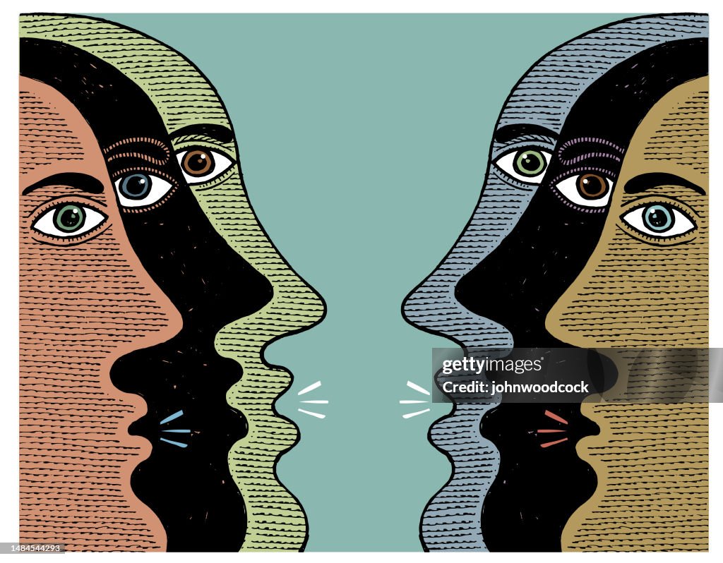 Ilustração de rostos falantes