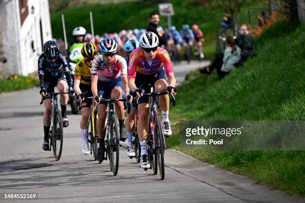 Katarzyna Niewiadoma of Poland and Team Canyon//SRAM Racing and Marlen Reusser of Switzerland and Team SD Worx compete in the breakaway during the...