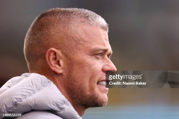 Paul Konchesky, Manager of West Ham United, looks on prior to the FA Women's Super League match between Manchester City and West Ham United at The...