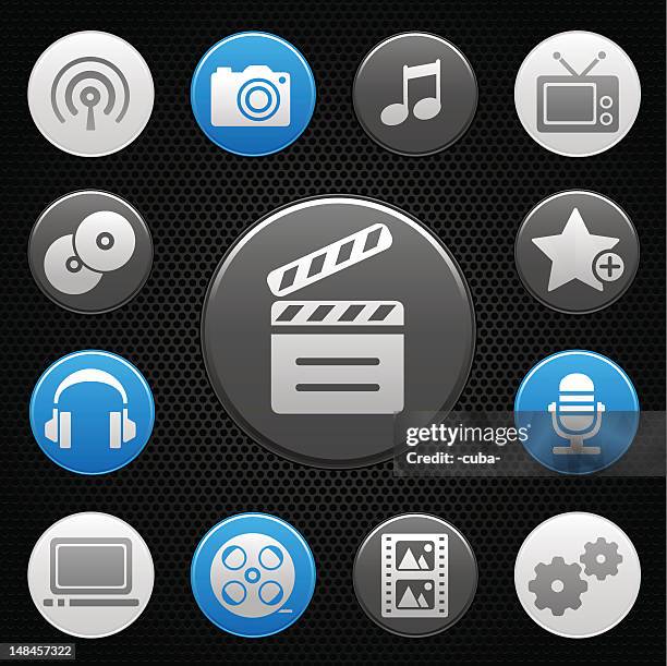 multimedia icons on grill - gaming headset stock illustrations