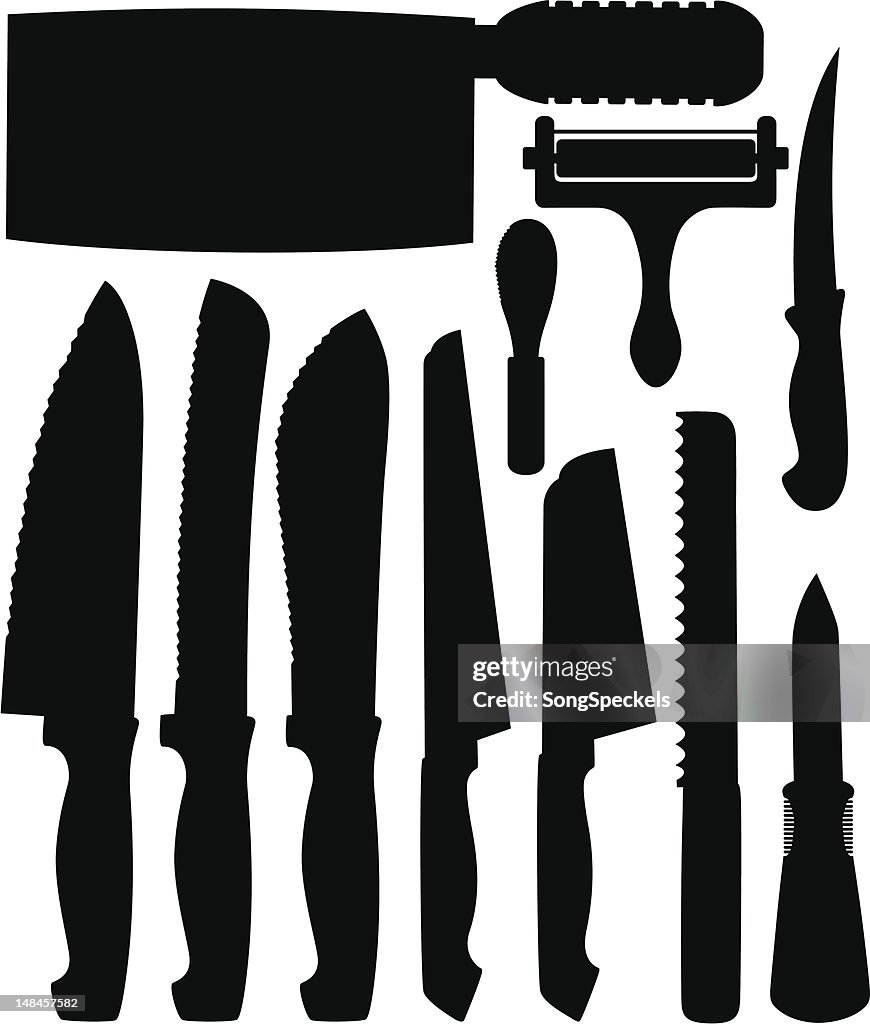 Kitchen Cutting Utensil Silhouettes