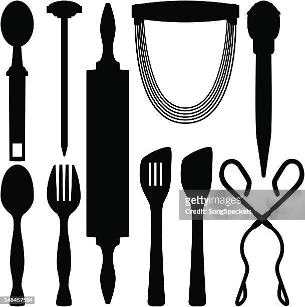 kitchen utensil silhouettes - utensil stock illustrations