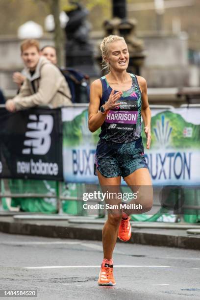 Samantha Harrison of Great Britain competes in the 2023 TCS London Marathon on April 23, 2023 in London, England.