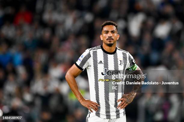 Danilo of Juventus looks on during the Serie A match between Juventus and SSC Napoli at Allianz Stadium on April 23, 2023 in Turin.