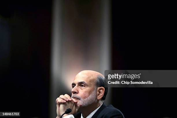 Federal Reserve Board Chairman Ben Bernanke testifies before the Senate Banking, Housing and Urban Affairs Committee on Capitol Hill July 17, 2012 in...
