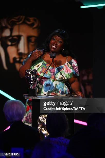 Lolly Adefope presents an award on stage during the BAFTA Television Craft Awards 2023 held at The Brewery on April 23, 2023 in London, England.