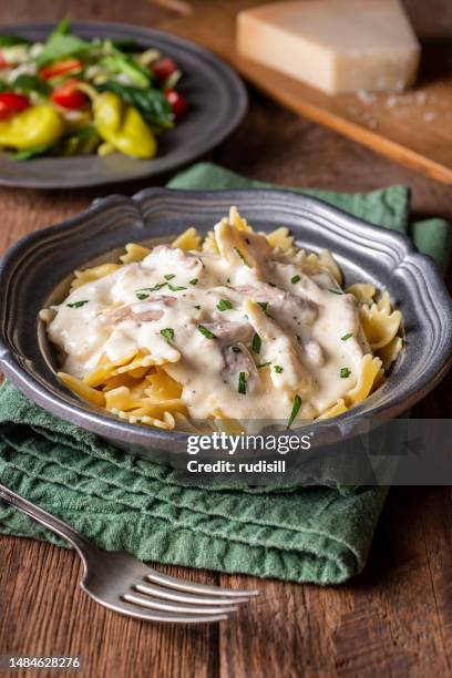 pasta alfredo - nata fotografías e imágenes de stock