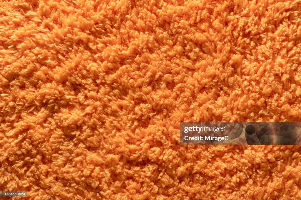 Fluffy Orange Colored Towel Terry Cloth Texture