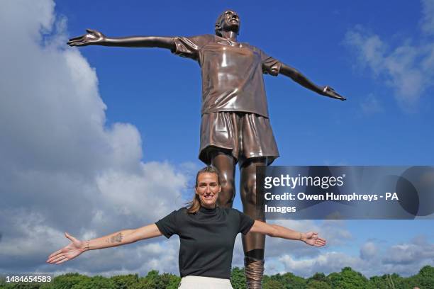 Former England footballer Jill Scott is unveiled as the new captain for Sky's hit show A League Of Their Own, at the Angel of the North statue in...