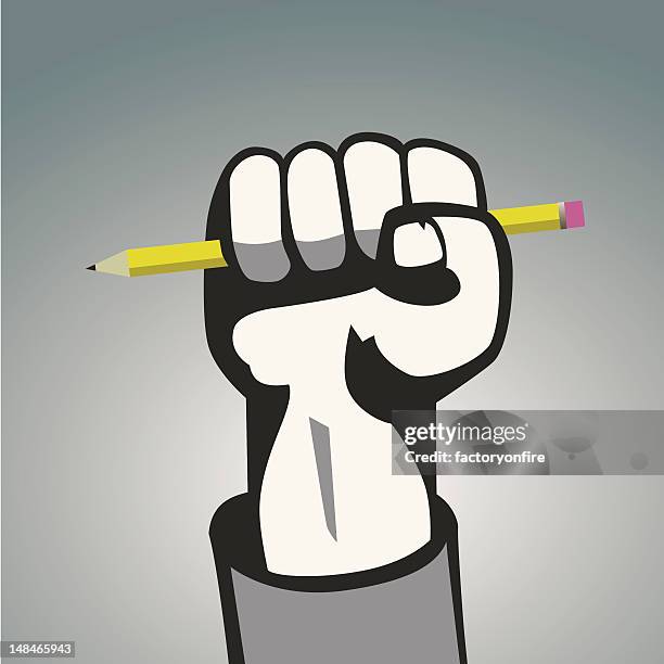 the pencil revolution - fist pump stock illustrations
