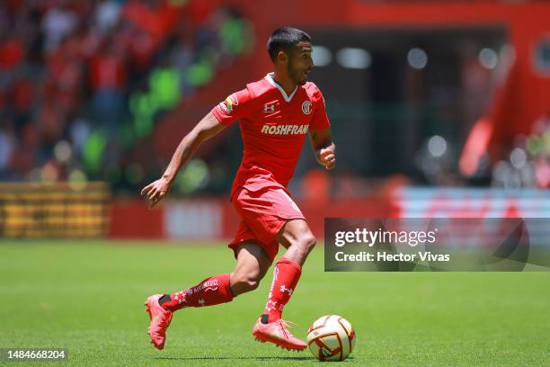 Brian Garcia of Toluca runs with the ball during the 16th round match between Toluca and FC Juarez as part of the Torneo Clausura 2023 Liga MX at...