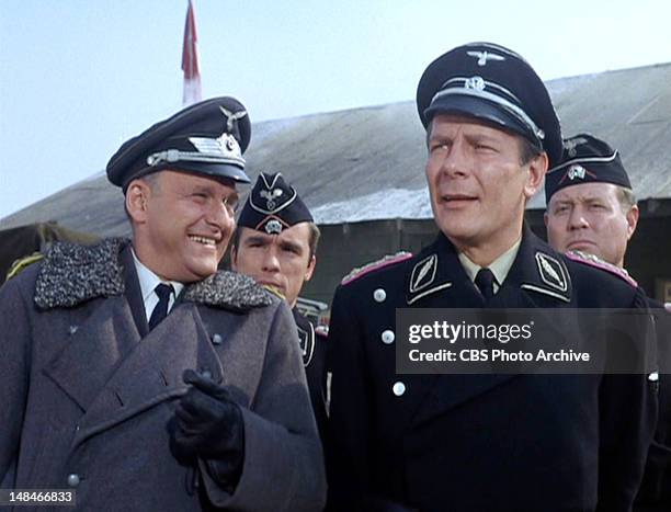 Werner Klemperer as Col. Wilhelm Klink and Frank Marth as SS Colonel Deutsch in the HOGAN'S HEROES episode, "Praise the Fuhrer and Pass the...