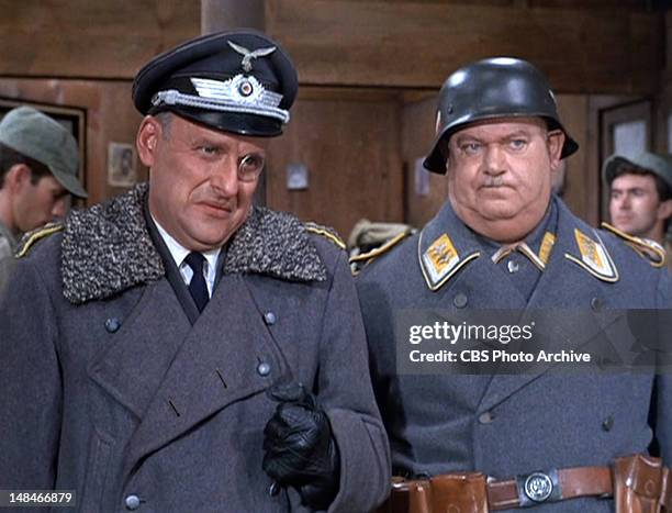 Werner Klemperer as Col. Wilhelm Klink and John Banner as Sgt. Hans Georg Schultz in the HOGAN'S HEROES episode, "Colonel Klink's Secret Weapon."...