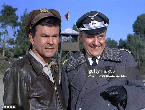 Bob Crane as Col. Robert E. Hogan and Werner Klemperer as Col. Wilhelm Klink in the HOGAN'S HEROES episode, "Colonel Klink's Secret Weapon." Original...