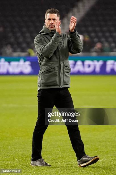 Cincinnati manager Pat Noonan applauds after an MLS soccer match against Inter Miami at TQL Stadium on April 01, 2023 in Cincinnati, Ohio.