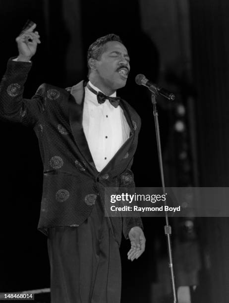 Singer Keith Washington performs at the Arie Crown Theater in Chicago, Illinois in November 1991.