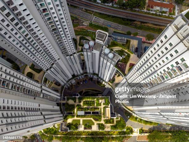 residential skyscraper with green roof - groen dak stockfoto's en -beelden