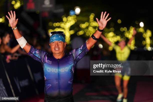 Athletes compete in the run leg of the IRONMAN Texas on April 22, 2023 in The Woodlands, Texas.