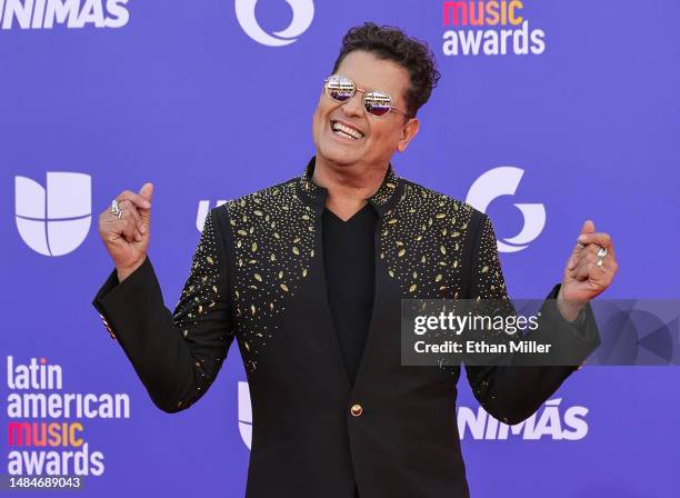 Carlos Vives dances on the red carpet as he attends the 2023 Latin American Music Awards at MGM Grand Garden Arena on April 20, 2023 in Las Vegas,...