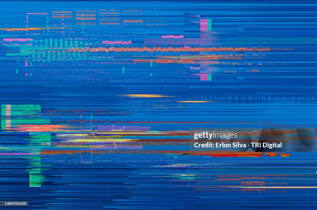 Abstract background with digital glitch effect on pixels