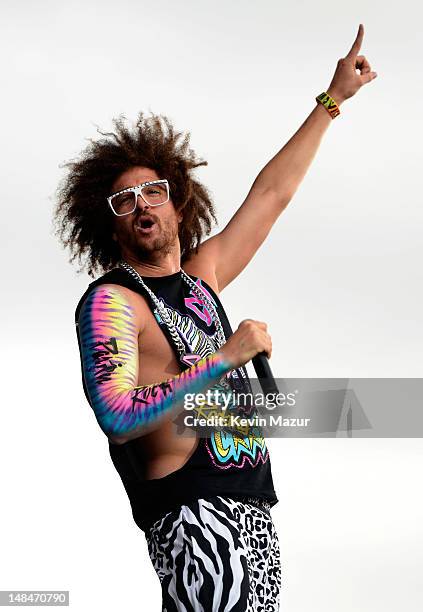 Redfoo of LMFAO opens for Madonna during her MDNA Tour at Hyde Park on July 17, 2012 in London, England.