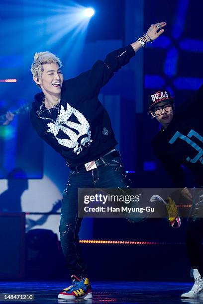 Of South Korean boy band JJ Project performs during the MBC Music 'Show Champion' at AX Korea on July 17, 2012 in Seoul, South Korea.