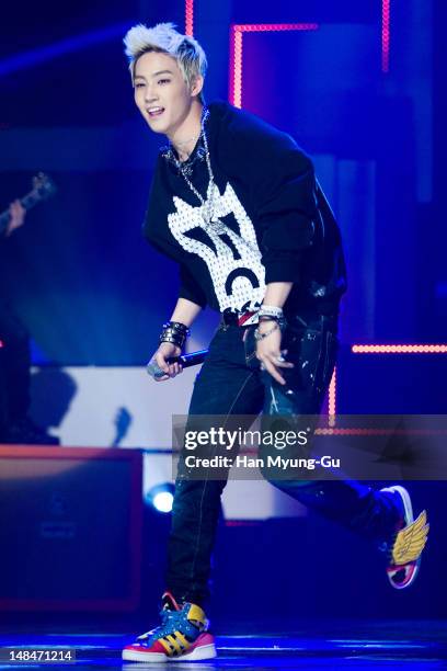 Of South Korean boy band JJ Project performs during the MBC Music 'Show Champion' at AX Korea on July 17, 2012 in Seoul, South Korea.