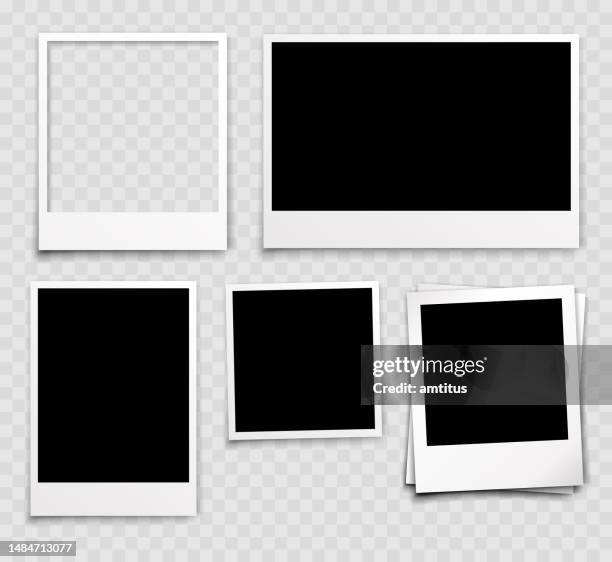 ilustrações, clipart, desenhos animados e ícones de conjunto de polaroid - moldura de quadro composição