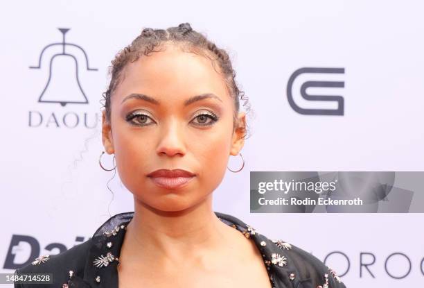 Logan Browning attends Daily Front Row's 7th annual Fashion Los Angeles Awards on April 23, 2023 in Beverly Hills, California.