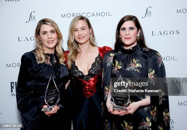 Kate Mulleavy, Brie Larson and Laura Mulleavy attend The Daily Front Row's Seventh Annual Fashion Los Angeles Awards at The Beverly Hills Hotel on...