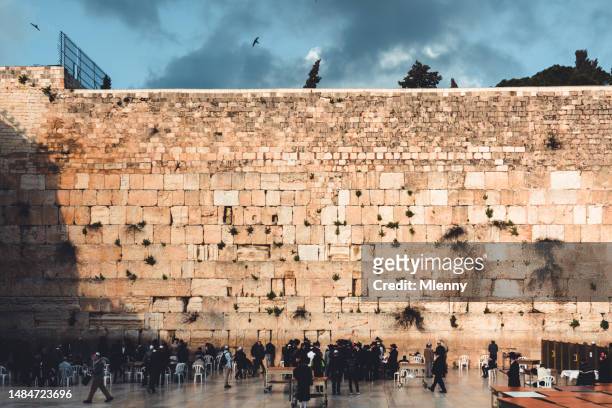 western wall jerusalem israel crowded wailing wall - mlenny stock pictures, royalty-free photos & images