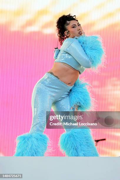 Kali Uchis performs on the Coachella Stage during the 2023 Coachella Valley Music and Arts Festival on April 23, 2023 in Indio, California.