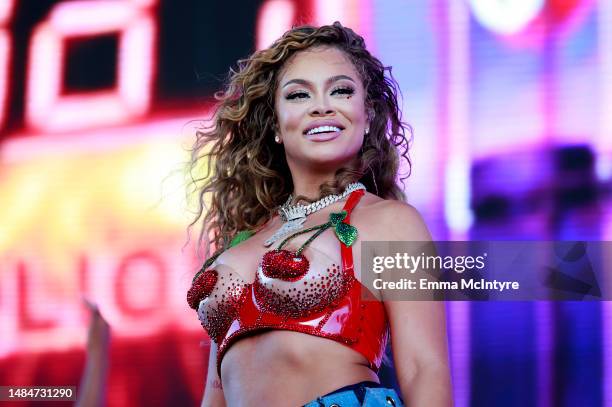 Latto performs at the Sahara Tent during the 2023 Coachella Valley Music and Arts Festival on April 23, 2023 in Indio, California.