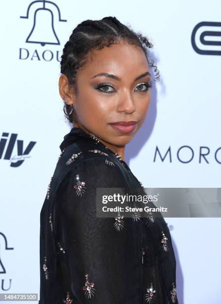 Logan Browning arrives at the Daily Front Row's 7th Annual Fashion Los Angeles Awards on April 23, 2023 in Beverly Hills, California.