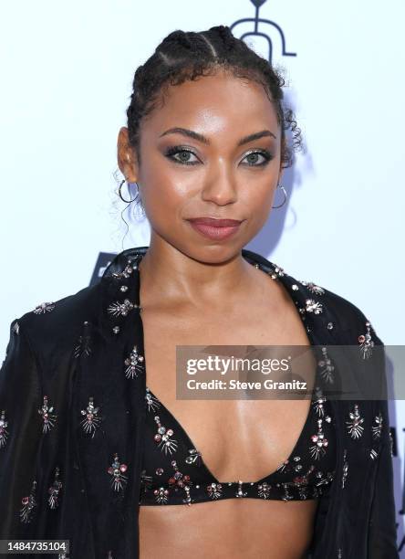 Logan Browning arrives at the Daily Front Row's 7th Annual Fashion Los Angeles Awards on April 23, 2023 in Beverly Hills, California.