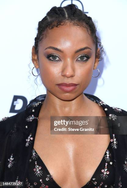 Logan Browning arrives at the Daily Front Row's 7th Annual Fashion Los Angeles Awards on April 23, 2023 in Beverly Hills, California.